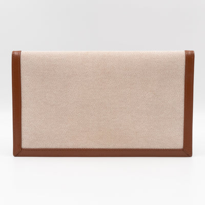 Uptown Pouch Beige Canvas Brown Leather Gold
