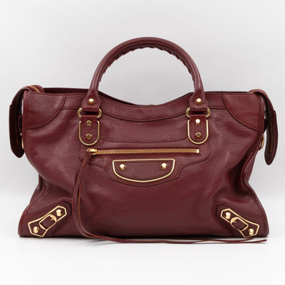 Classic City Metallic Edge Burgundy Leather