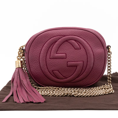 Mini Soho Chain Tassel Bag Purple Leather Gold
