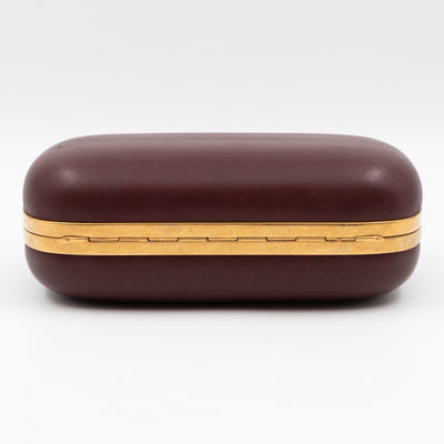 Skull Box Clutch Burgundy Leather Gold