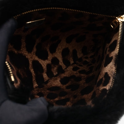 Cleo Clutch Black White Faux Fur
