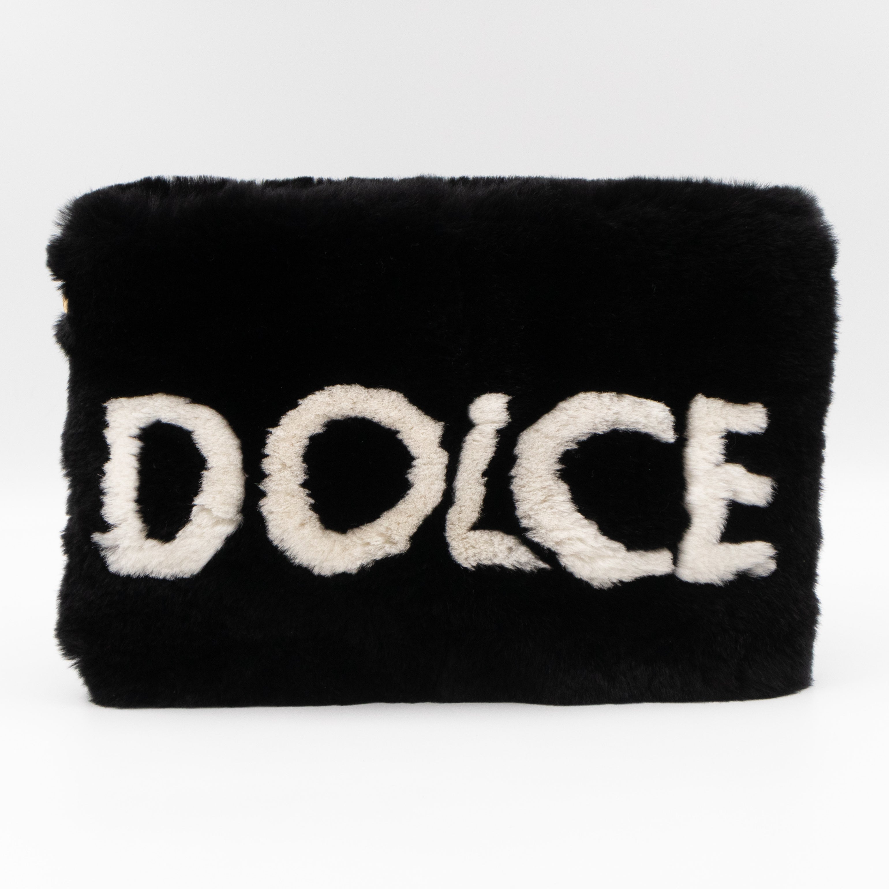 Cleo Clutch Black White Faux Fur
