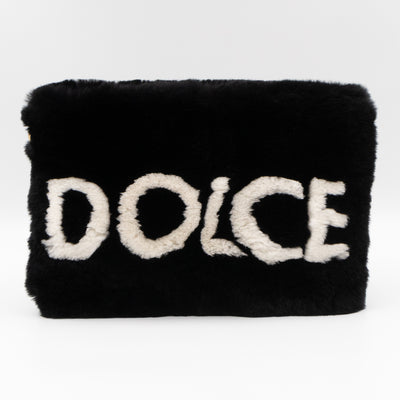 Cleo Clutch Black White Faux Fur
