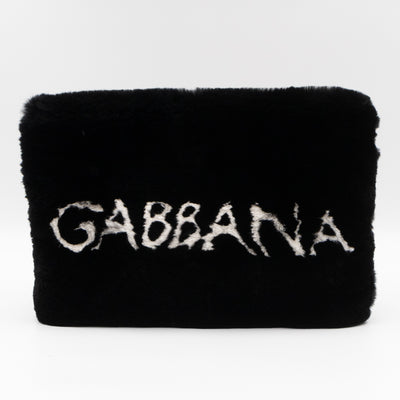 Cleo Clutch Black White Faux Fur