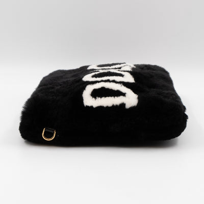 Cleo Clutch Black White Faux Fur