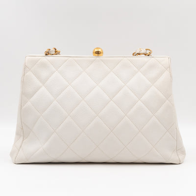 Vintage Frame Bag White Caviar Leather