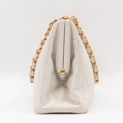 Vintage Frame Bag White Caviar Leather
