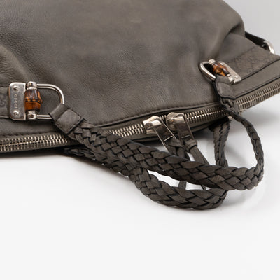Bamboo Bar Shoulder Bag Grey Leather