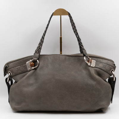 Bamboo Bar Shoulder Bag Grey Leather