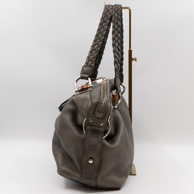 Bamboo Bar Shoulder Bag Grey Leather