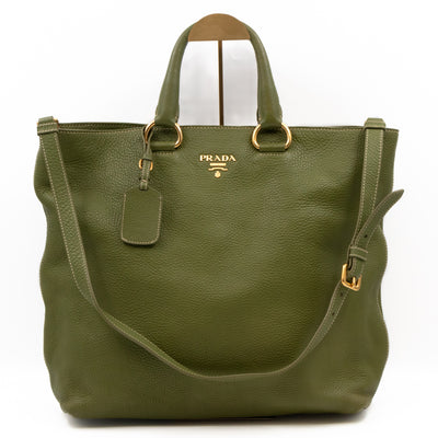 Shopping Tote Green Leather