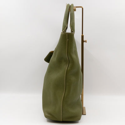 Shopping Tote Green Leather