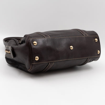 Britt Web Boston Bag Brown Leather