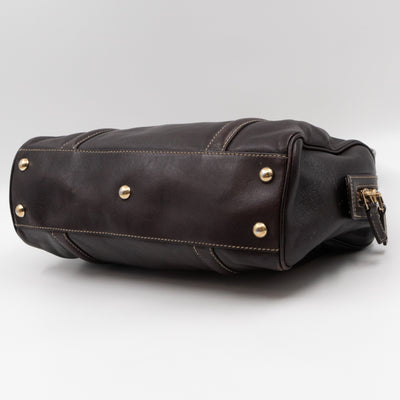 Britt Web Boston Bag Brown Leather