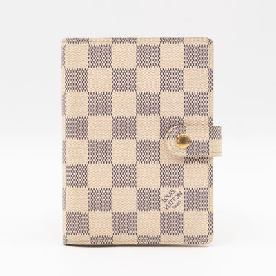 Small Ring Agenda Cover Damier Azur