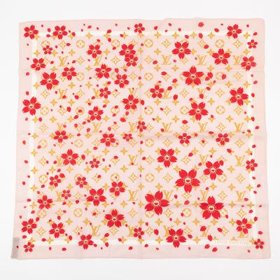 Cherry Blossom Cotton Monogram Pink Scarf