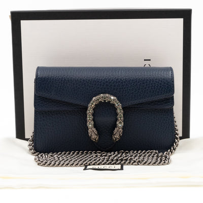 Dionysus Super Mini Dark Blue Leather