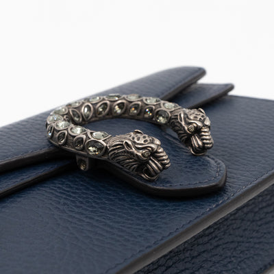 Dionysus Super Mini Dark Blue Leather