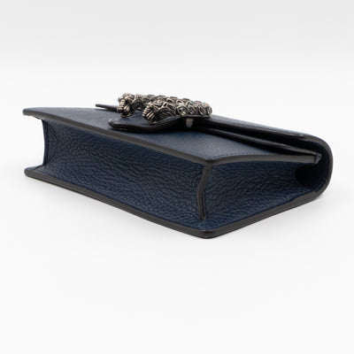 Dionysus Super Mini Dark Blue Leather