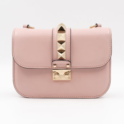 Small Glam Lock Rockstud Flap Bag Light Pink