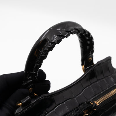 Neo Classic City Mini Black Croc Embossed Leather