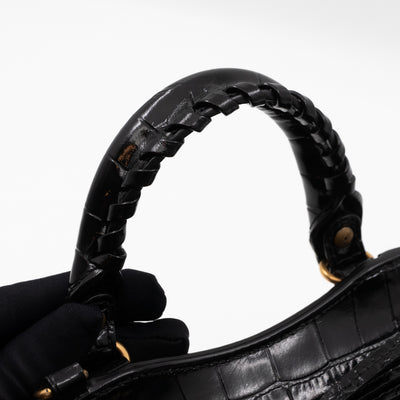 Neo Classic City Mini Black Croc Embossed Leather
