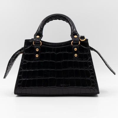 Neo Classic City Mini Black Croc Embossed Leather