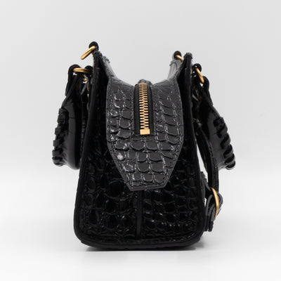 Neo Classic City Mini Black Croc Embossed Leather