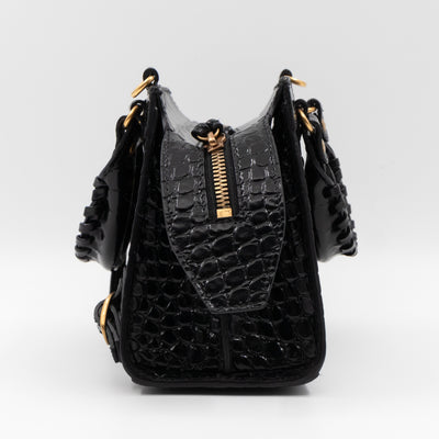 Neo Classic City Mini Black Croc Embossed Leather