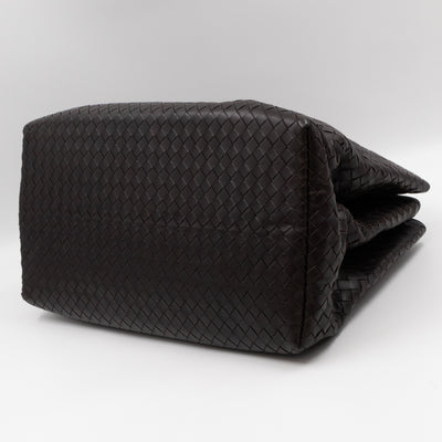 Roma Large Intrecciato Brown Leather