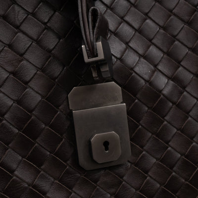 Roma Large Intrecciato Brown Leather