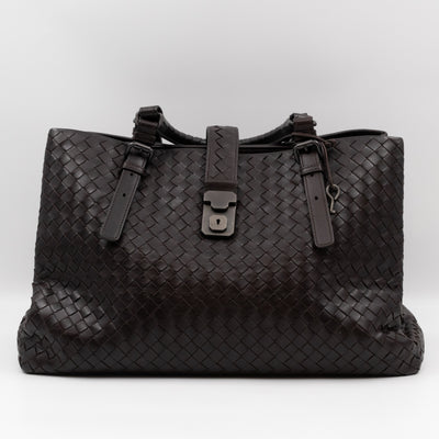Roma Large Intrecciato Brown Leather
