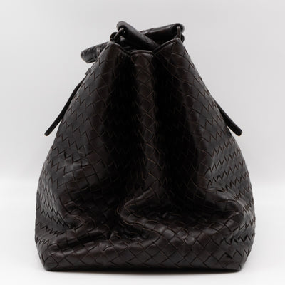 Roma Large Intrecciato Brown Leather