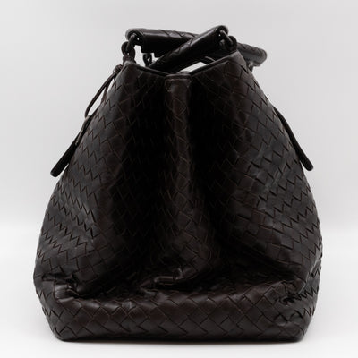 Roma Large Intrecciato Brown Leather