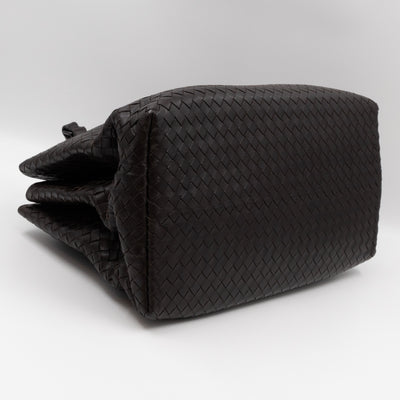 Roma Large Intrecciato Brown Leather