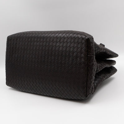 Roma Large Intrecciato Brown Leather