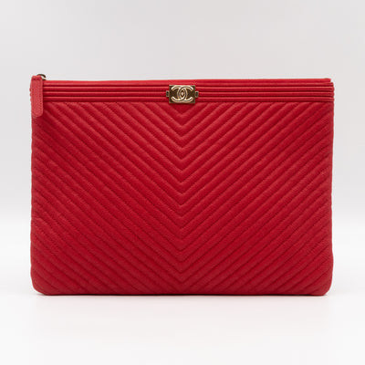Medium O Case Boy Red Caviar Chevron