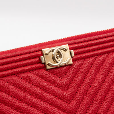 Medium O Case Boy Red Caviar Chevron
