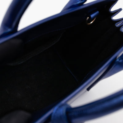 Sac de Jour Nano Blue Metallic Leather