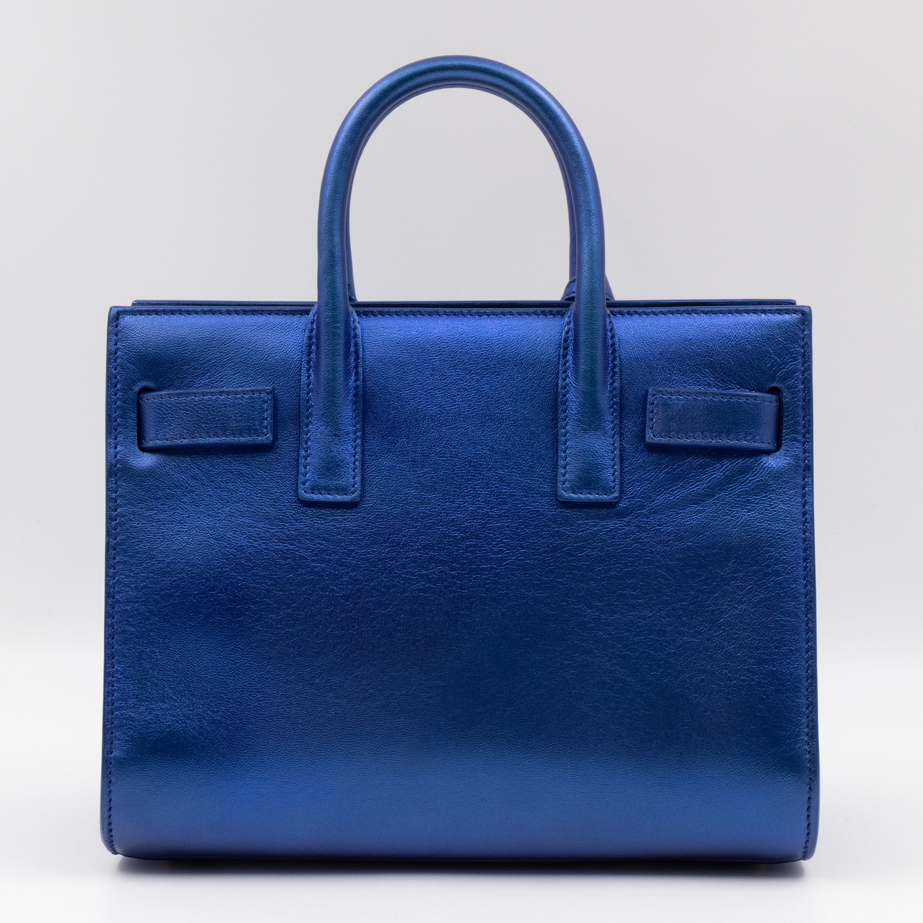 Sac de Jour Nano Blue Metallic Leather
