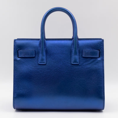 Sac de Jour Nano Blue Metallic Leather
