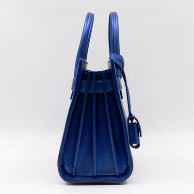 Sac de Jour Nano Blue Metallic Leather