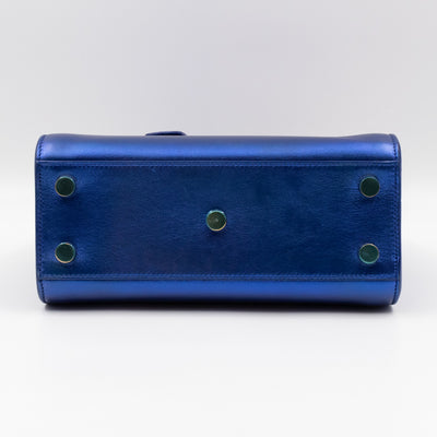 Sac de Jour Nano Blue Metallic Leather
