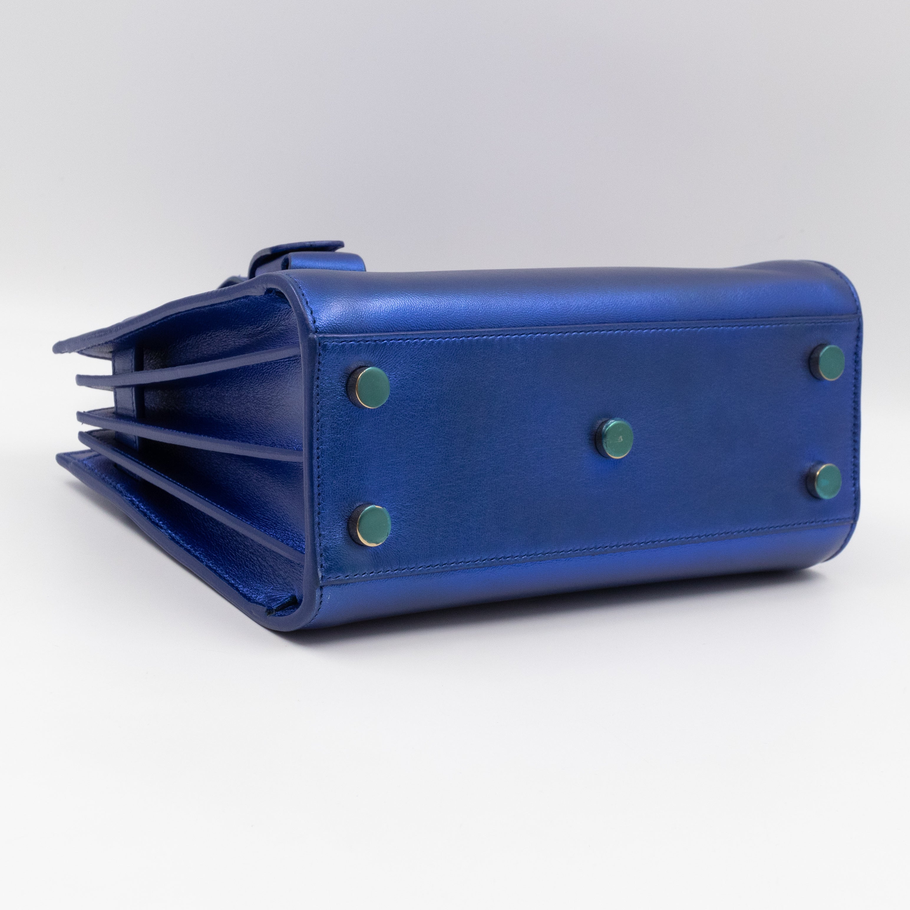 Sac de Jour Nano Blue Metallic Leather