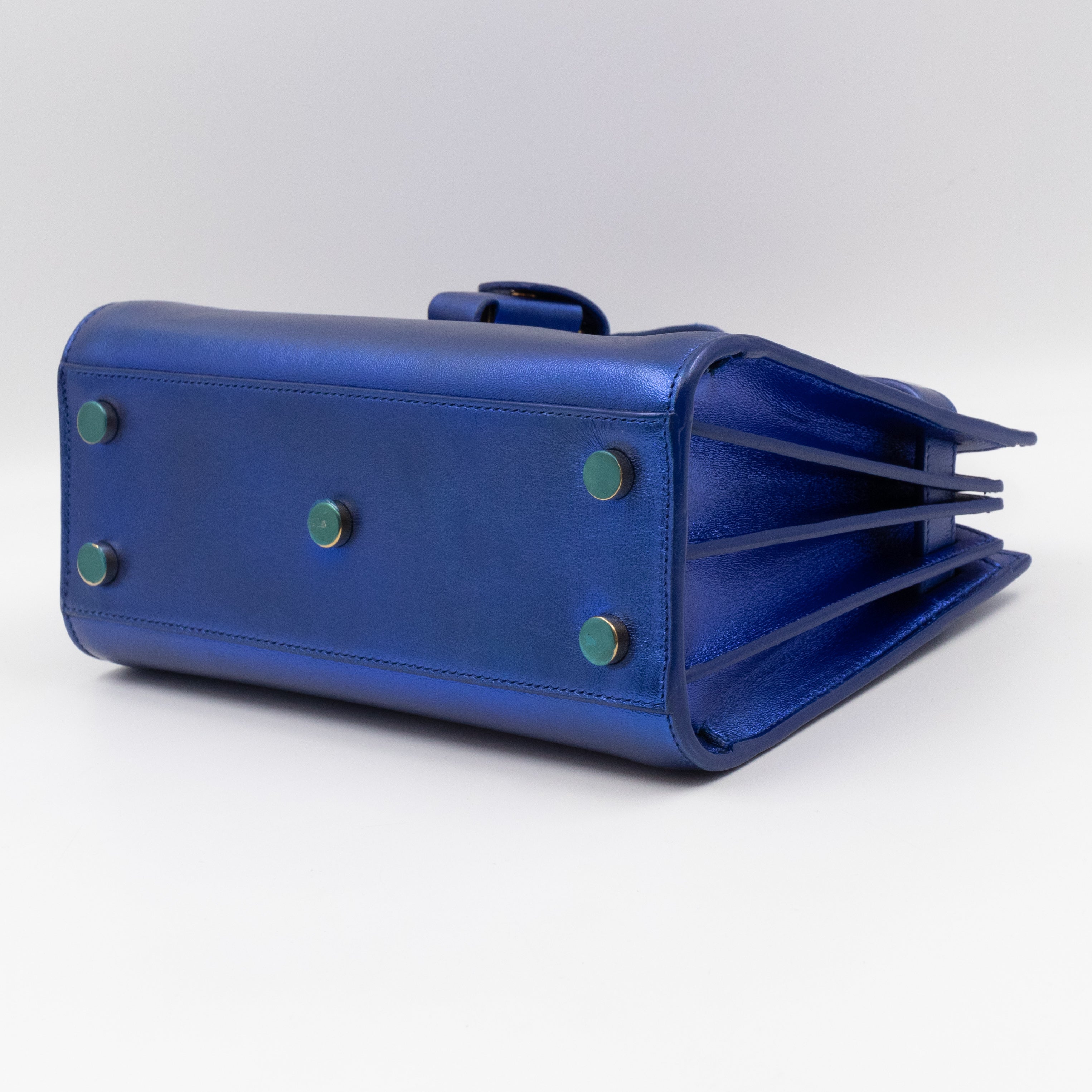 Sac de Jour Nano Blue Metallic Leather