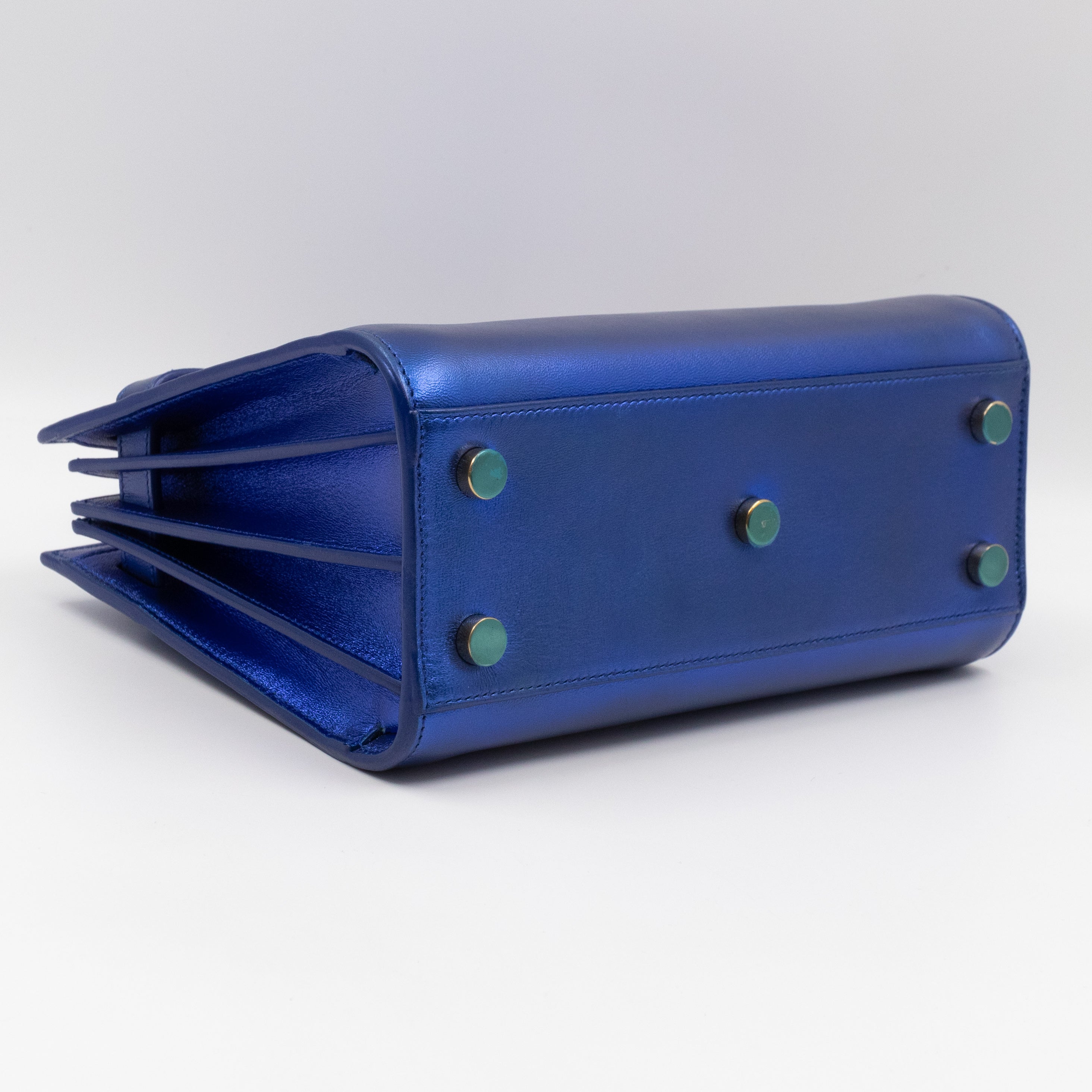 Sac de Jour Nano Blue Metallic Leather