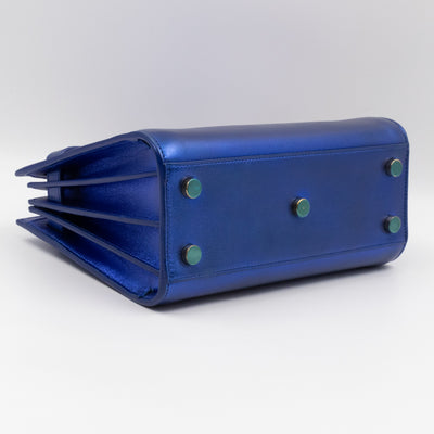 Sac de Jour Nano Blue Metallic Leather