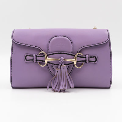 Emily Small Chain Shoulder Bag Purple Leather