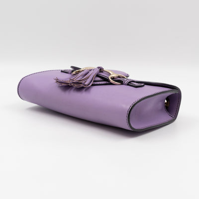 Emily Small Chain Shoulder Bag Purple Leather