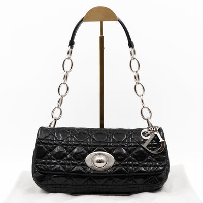 Rendezvous Flap Bag Cannage Quilted Black Patent Leather